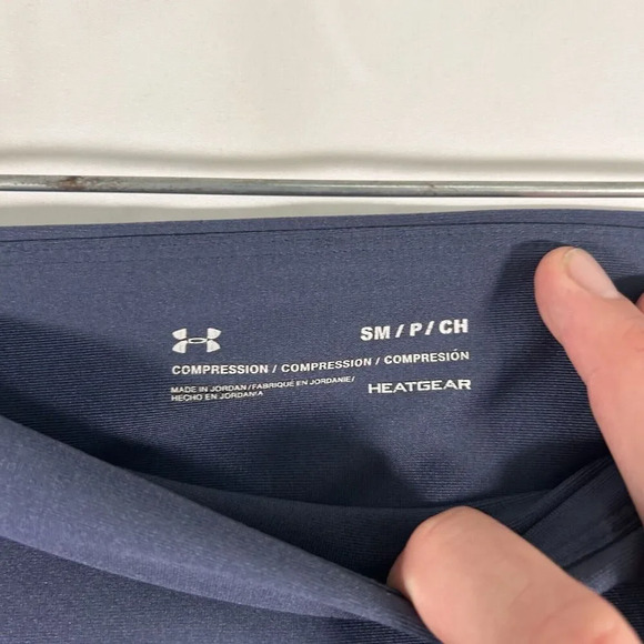 Under Armour Leggings Small Blue Pink Pull On Stretchy Mid Rise Compression - Picture 5 of 9
